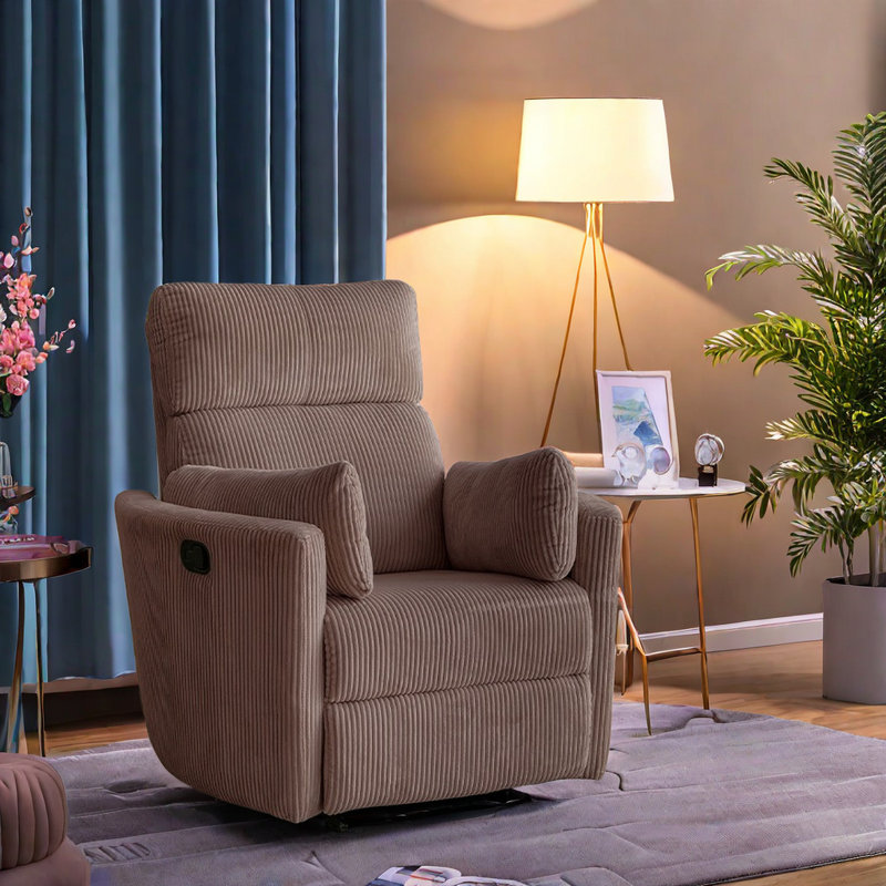 Sydell Upholstered Swivel Recliner, Pink