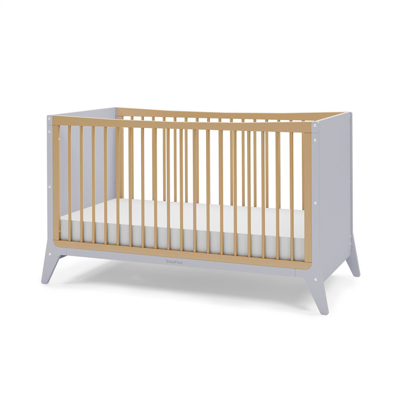SnuzFino Cot Bed with Toddler Kit, Dove/Natural