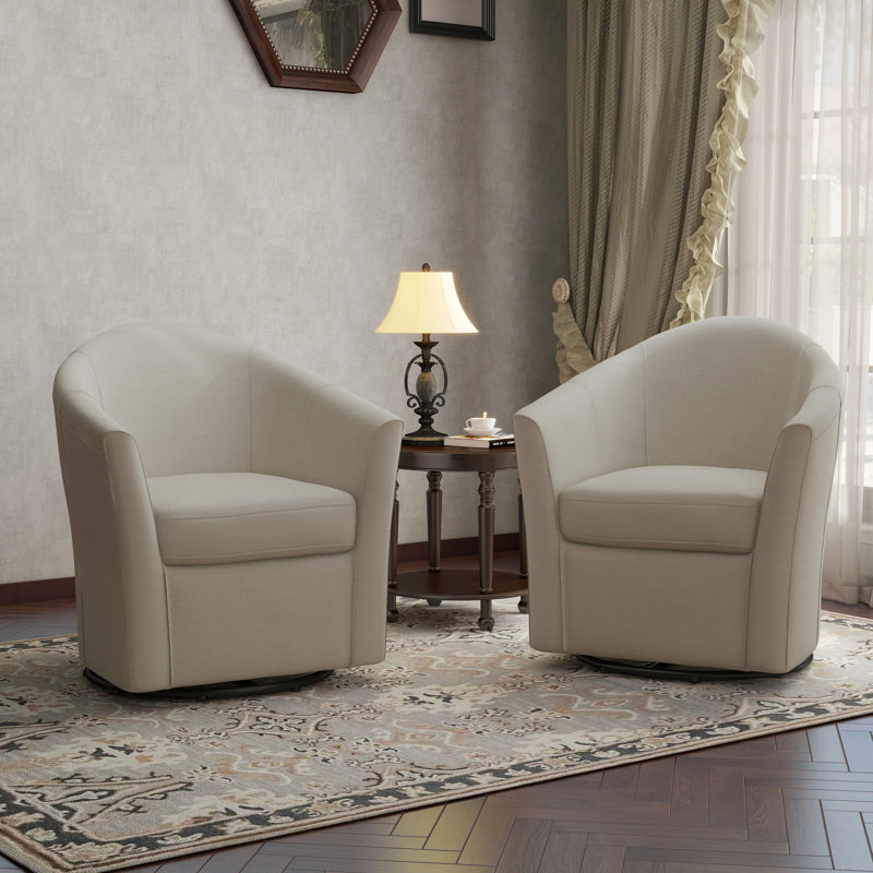 Aunna Upholstered Swivel Barrel Chair, Brown