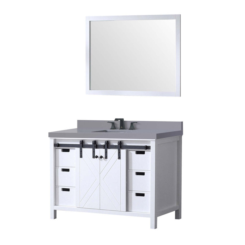 Ensemble de meuble-lavabo avec robinet et robinet de 44 po Miroir, Blanc