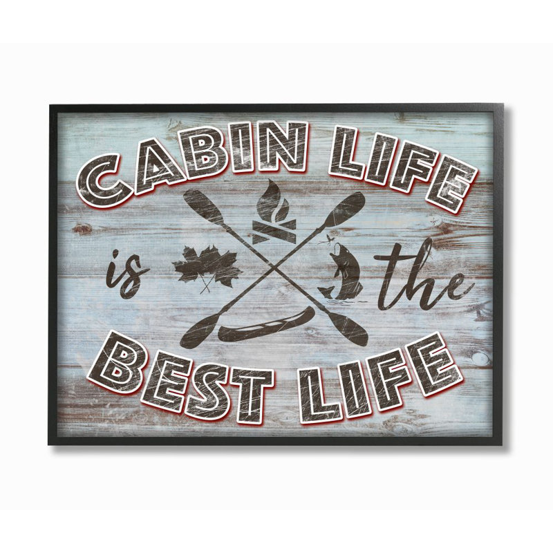 «Cabin Life Country Home Wood Textured Word Design», impression sur toile, H 16 po x l 20 po x P 1,5 po