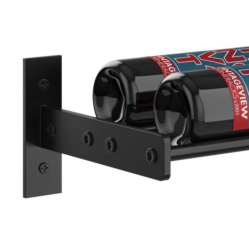 Support à vin industriel noir mat Abbie-Marie pour 2 bouteilles - H 5 po x l 27,75 po, Noir mat