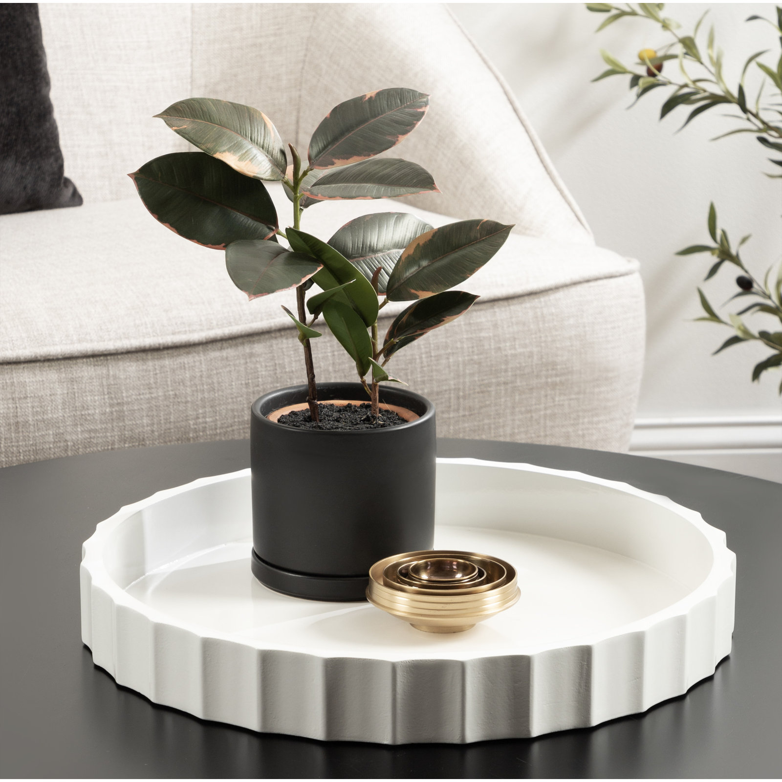 Montara Decorative Tray, 1.96" H x 15.6" W x 15.6" D, White