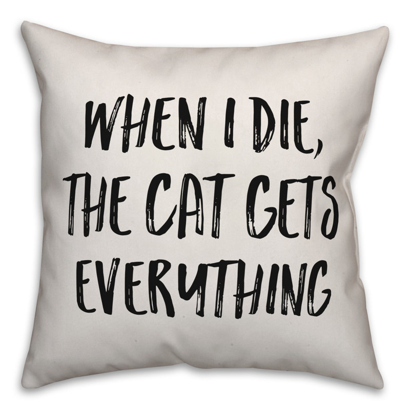  Coussin The Cat Gets Everything, 16 po x 1 po