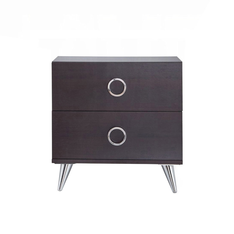 Table de chevet 2 tiroirs en MDF avec pieds en plastique