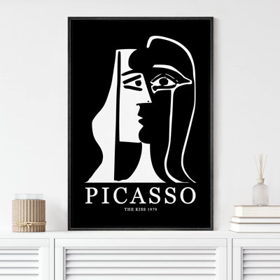 Classical Artwork " Picasso Black And White Geometric Kiss Portrait Shapes "