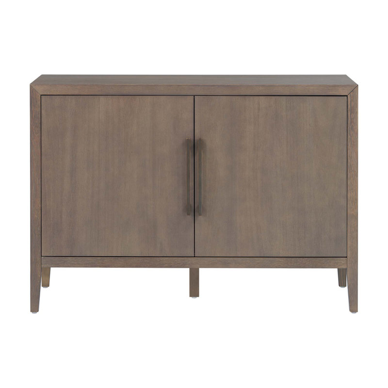 47.25-Inch Farmhouse Sideboard With Pine Veneer And 2 Doors,Retro Buffet With Adjustable Feet, Brown