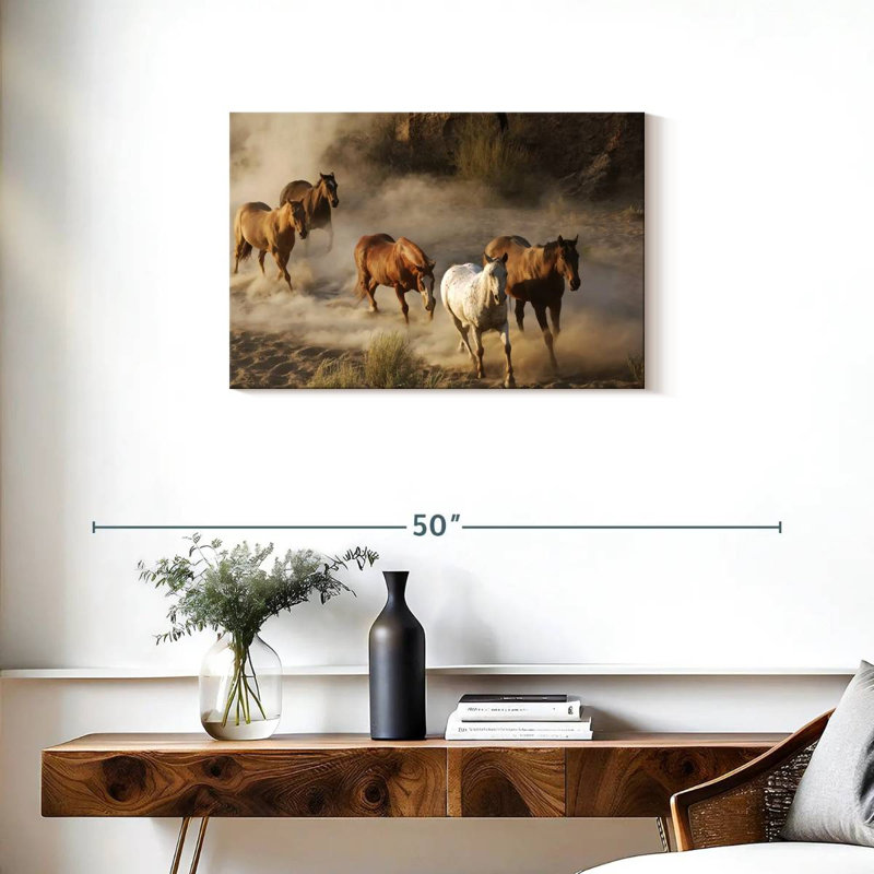 Chevaux sauvages au galop, H 20 po x l 30 po
