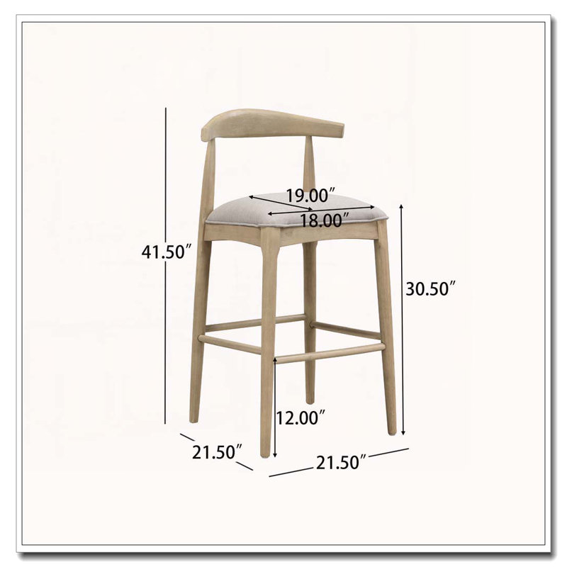 Wood Frame Barstool, Gray/Brown, Bar Stool (30.5" Seat Height)