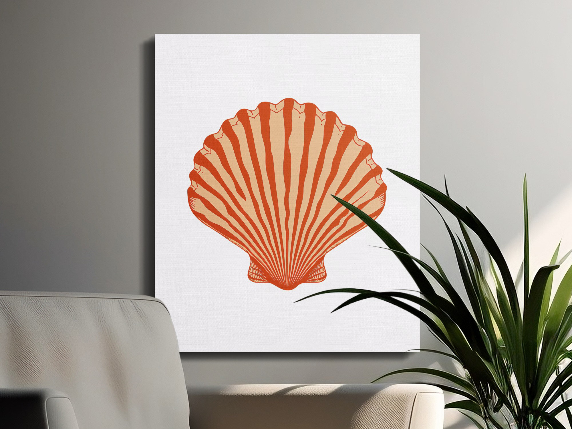 Lark Manor Seashell Canvas Wall Art, Coastal Scallop Shell Print, Ocean ...