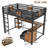 Full Loft Bed With Desk And Non-Woven Fabric Drawers, Metal Loft Bed Frame