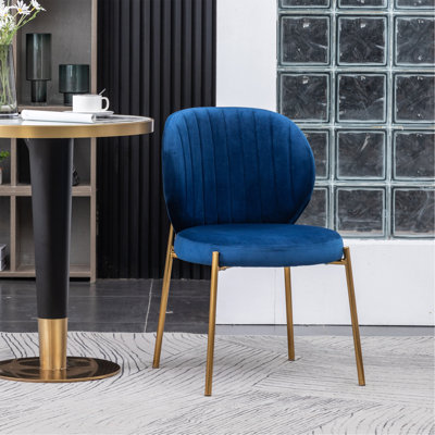 Contemporary Velvet Upholstery Dining Chair, Blue