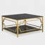 Table basse carrée en verre de 33,5 po, cadre géométrique luxueux, tablette inférieure-594622219