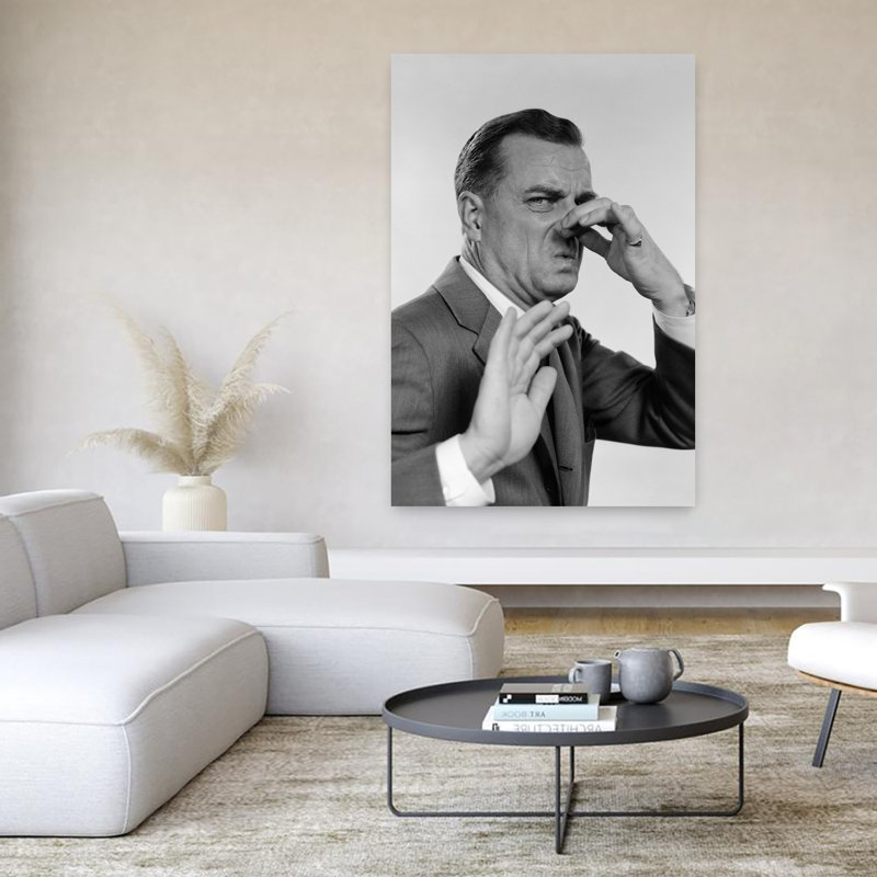 1950S 1960S Man 3 4 Profile Hand Holding Nose Closed Hand Out Toward Camera Facial Expression Disgust Stinking Classic Retro Vintage Portrait Wall Art