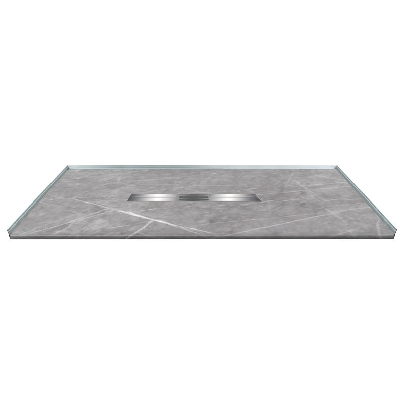 Transolid Trimslate Plus 60-in x 36-in Zero Threshold Shower Base with Center Drain, Ashy Gray
