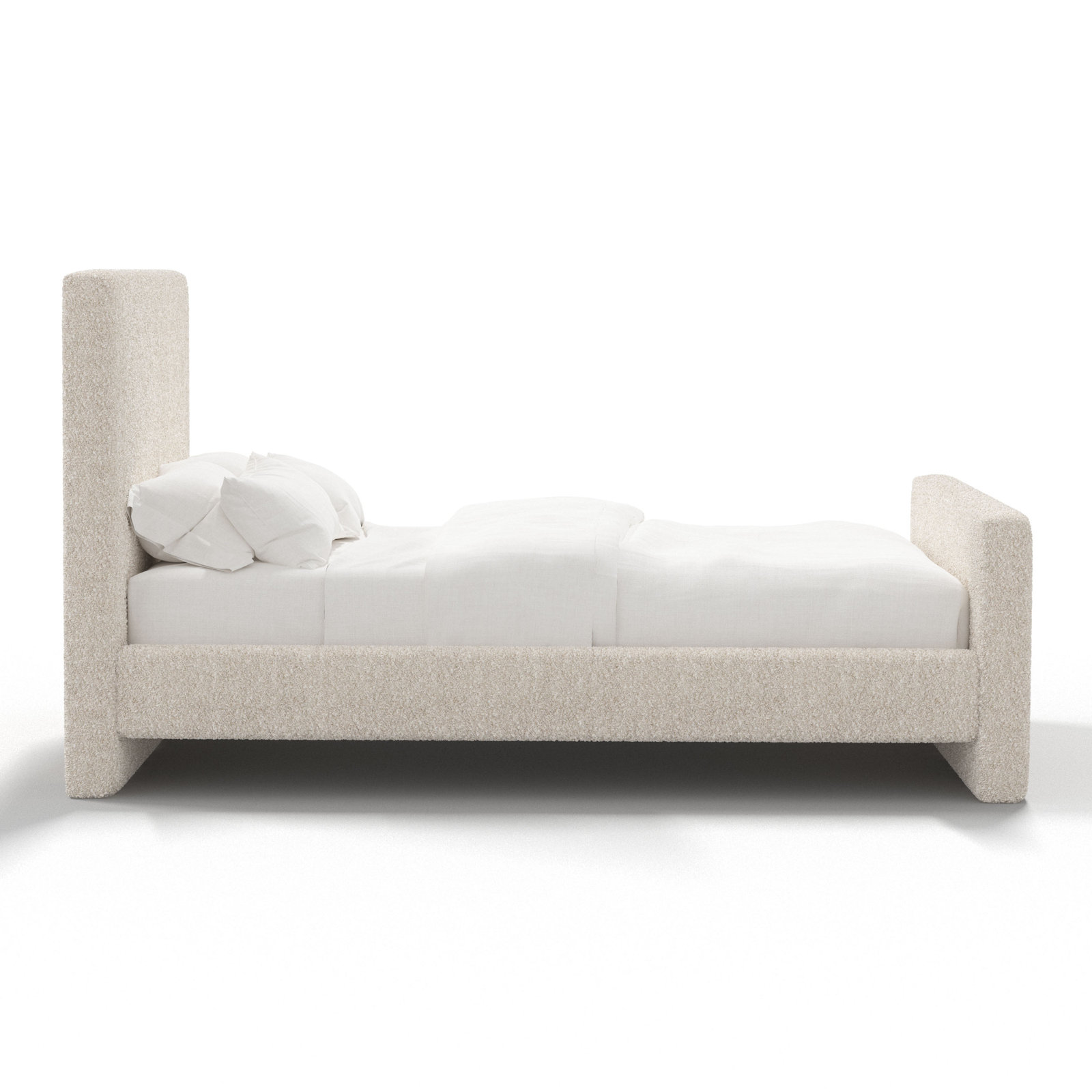 Upholstered Bed, Plush Ivory Boucle, Full