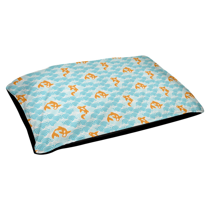 Coussin d’ondulations koi fish Byrge, Très grand (l 52 po x P 42 po x H 17 po), Bleu sarcelle