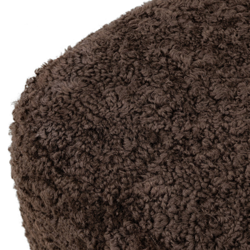 Oslo Ottoman, Cocoa Shearling, Vintage Brown Oak