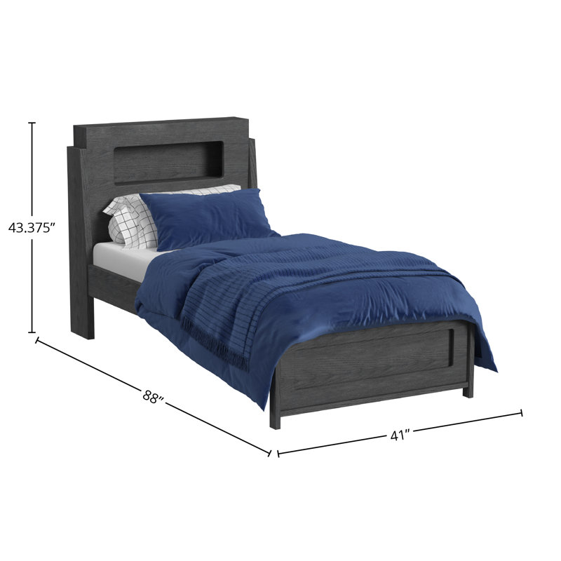 Ivra Complete Platform Bed, Black, Twin, Twin, Midnight Blue Finish