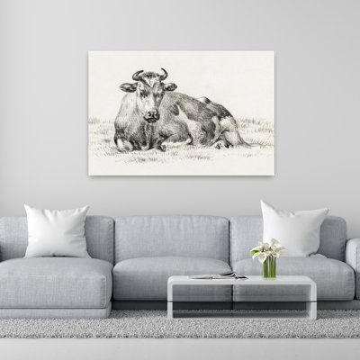 Vache couchée, rétro rétro, art mural classique