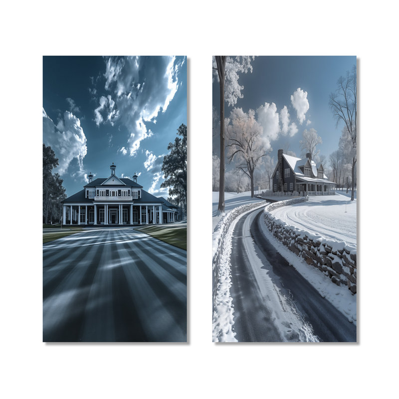 Ensemble de 2 décorations murales en métal Winter Country Club Estate I - Golf, 32" H x 32" W