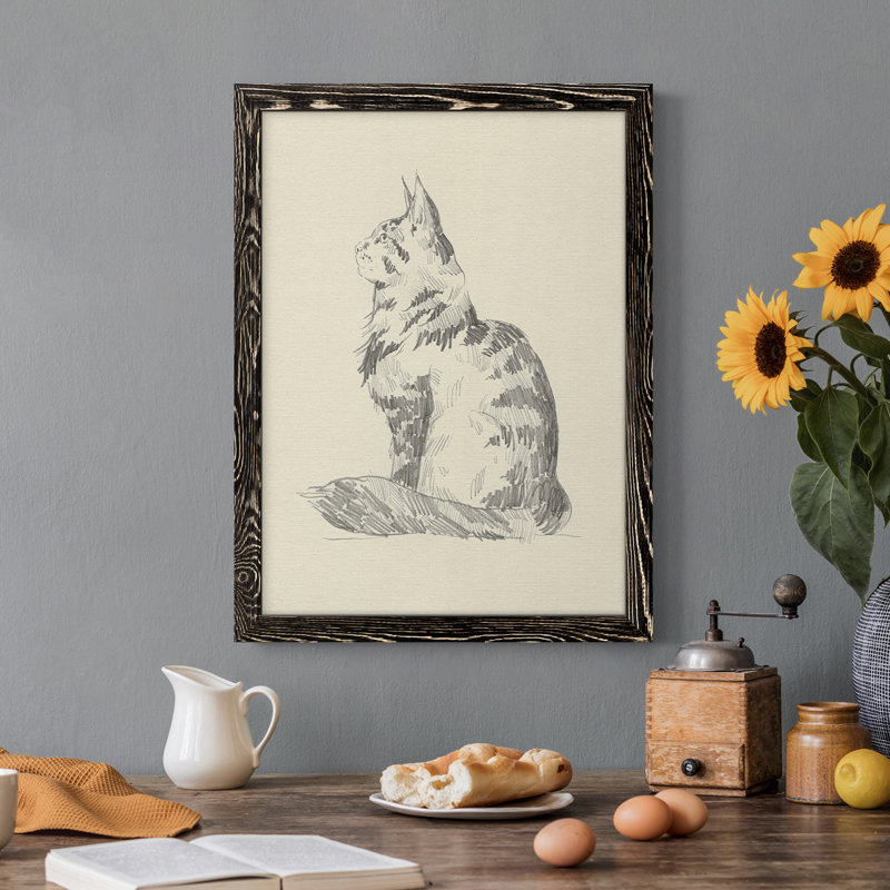 Toile encadrée de qualité supérieure House Cat II - prête à être accrochée, H 38 po x l 28 po x P 1 po, Noir