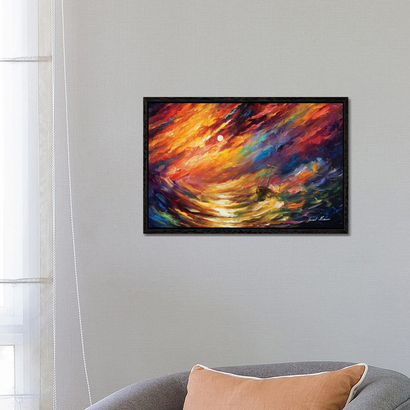 Storm That Never Ends by Leonid Afremov - Painting on Canvas, Black Framed Canvas, 66.04 cm H x 45.72 cm W