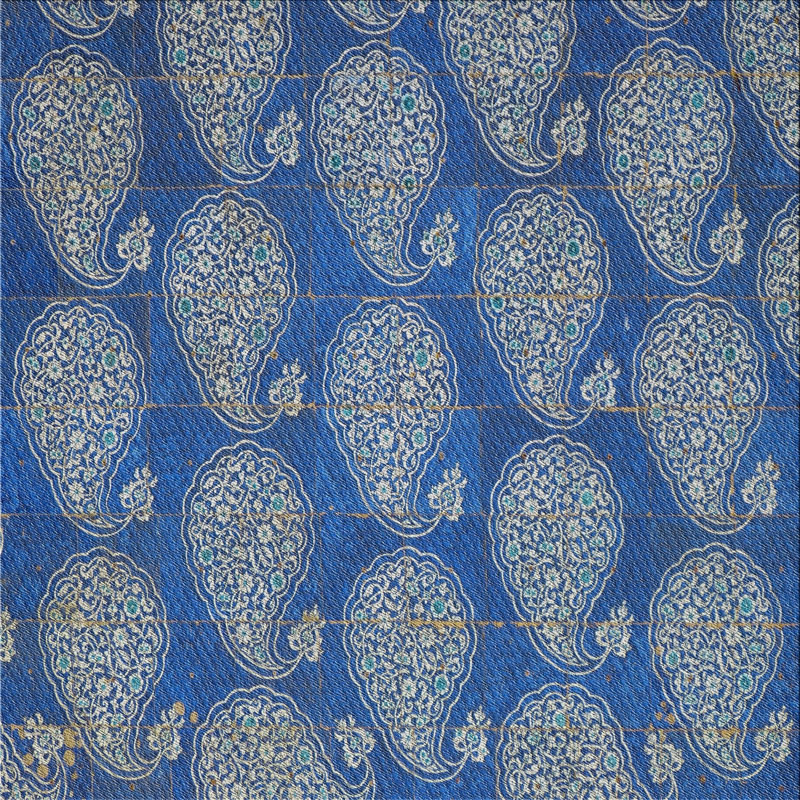 Tapis bleu/gris à tisser électrique, Carré 7 pi