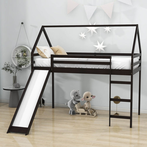 Harper Orchard Wooden House Loft Bed with Slide | Wayfair