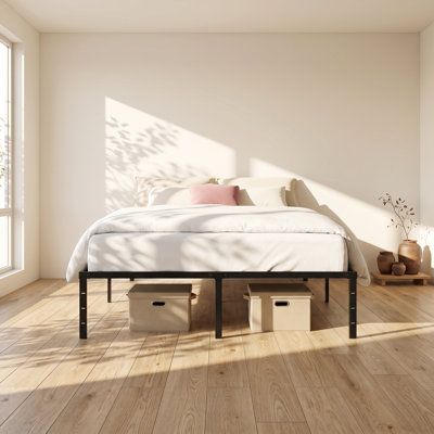 Structure de grand lit plateforme en métal L 63 po x P 78,7 po x H 16,5 po Arising Asia