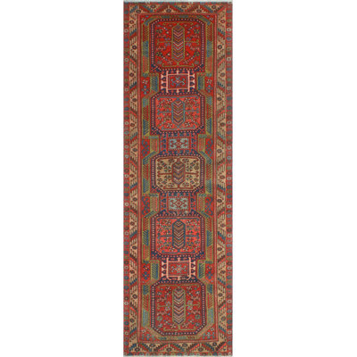 One-of-a-Kind 3'4" X 10'10" New Age Runner Wool Area Rug in