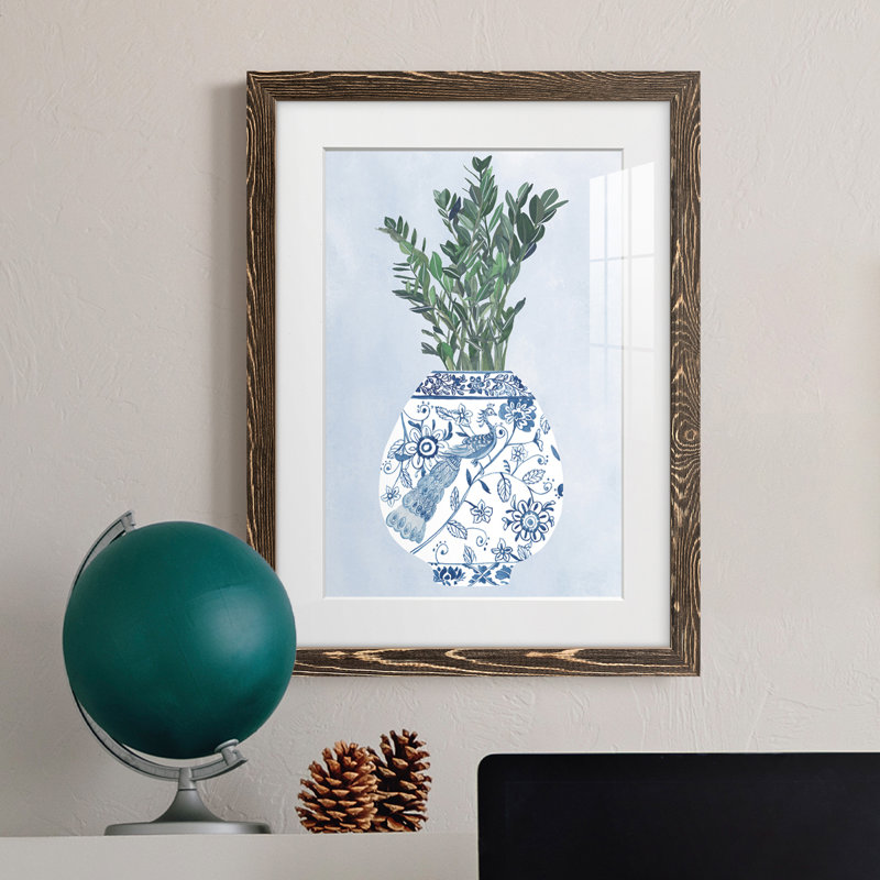 Vase au clair de lune I - Peinture encadrée, Cadre noyer, H 44 po x l 31 po x P 1 po