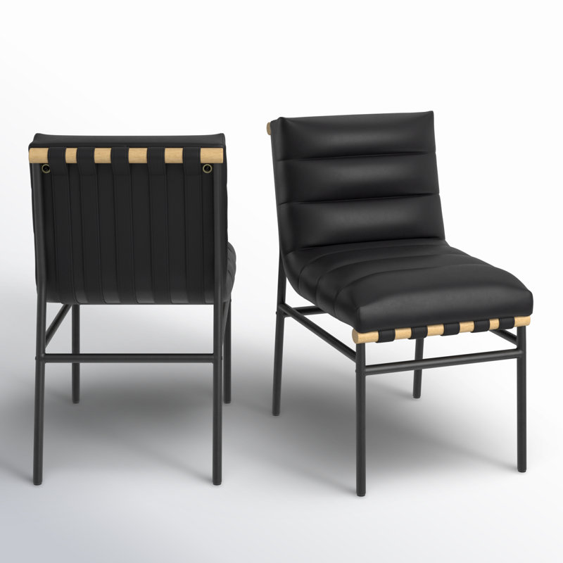 Vincentas Dining Chair, Black Vegan Leather