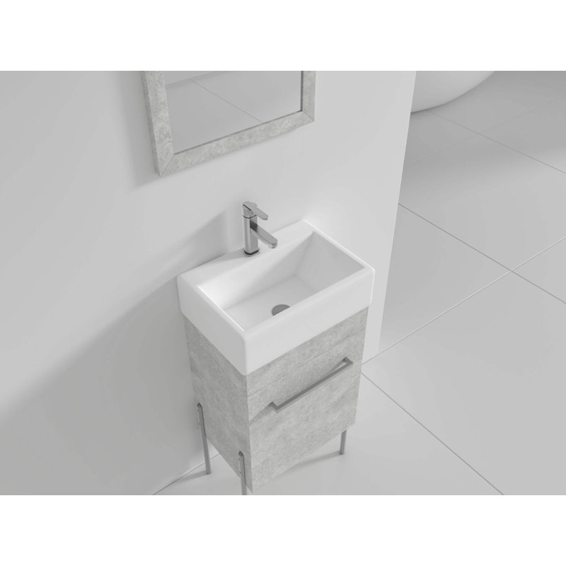 Meuble-lavabo simple 17 po Taft Avenue, Gray Marble, Chrome poli