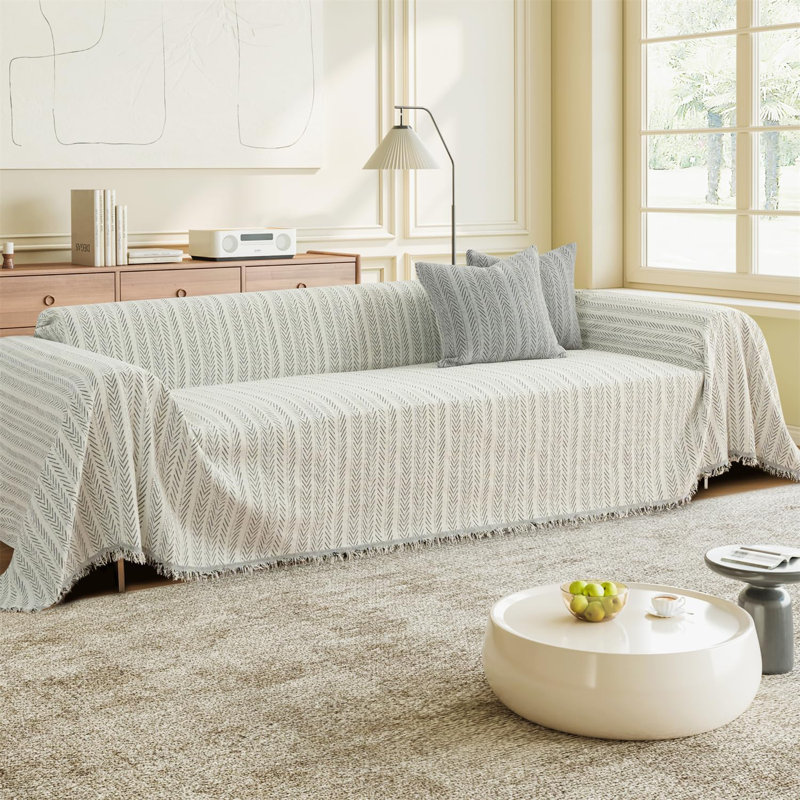 Housse de canapé en chenille lavable avec pampilles, housse imperméable pour canapé modulaire et en forme de L, protecteur de meuble doux et épais