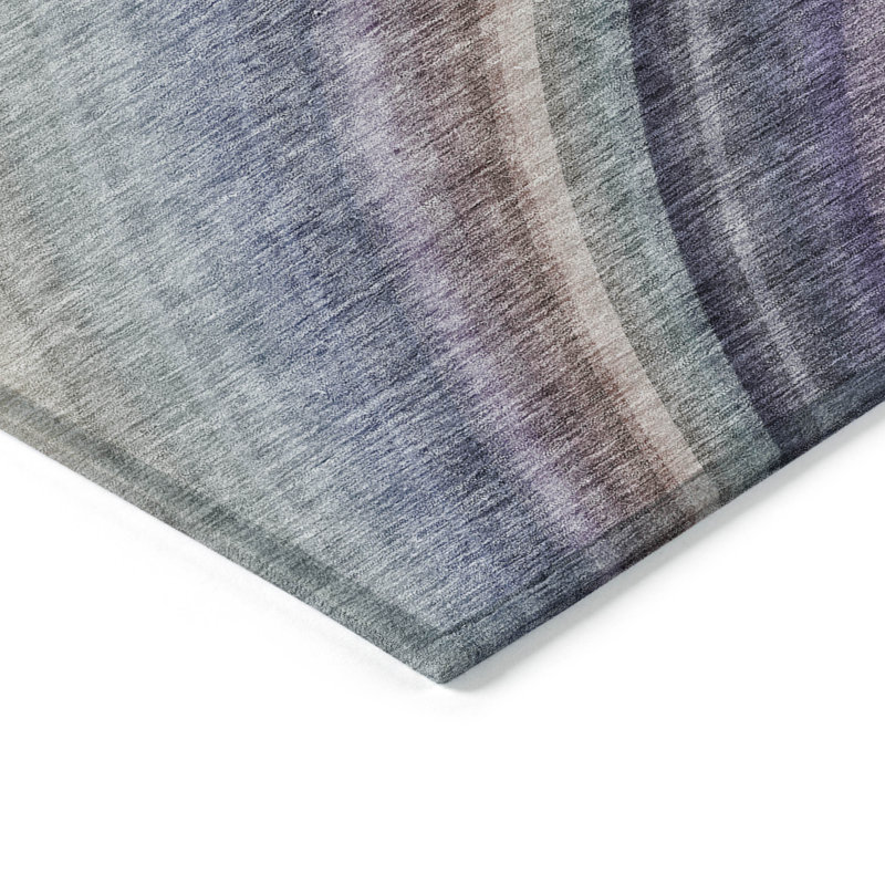 Tapis extérieur lavable abstrait mauve et ivoire 10 pi x 14 pi beige