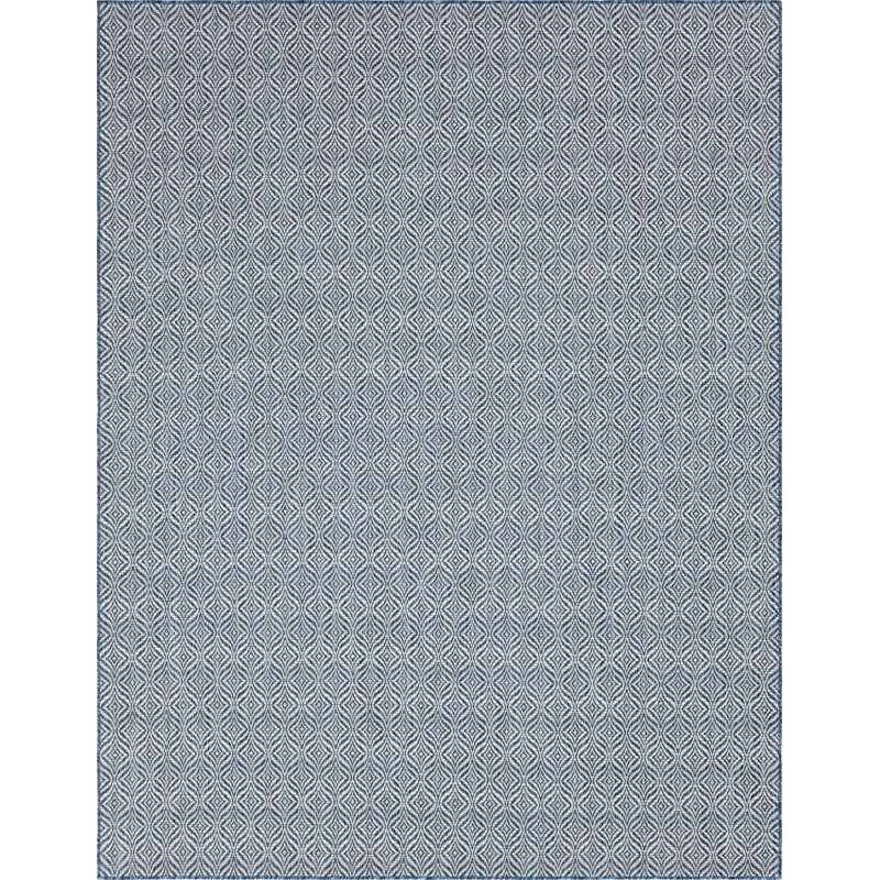 Lithonia Blue/Ivory Indoor/Outdoor Rug, Rectangle 9' x 12'