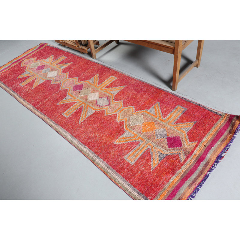 Tapis de couloir vintage rouge Herki en rouge pour le bureau, la cuisine, le couloir et les escaliers - Produit 8678