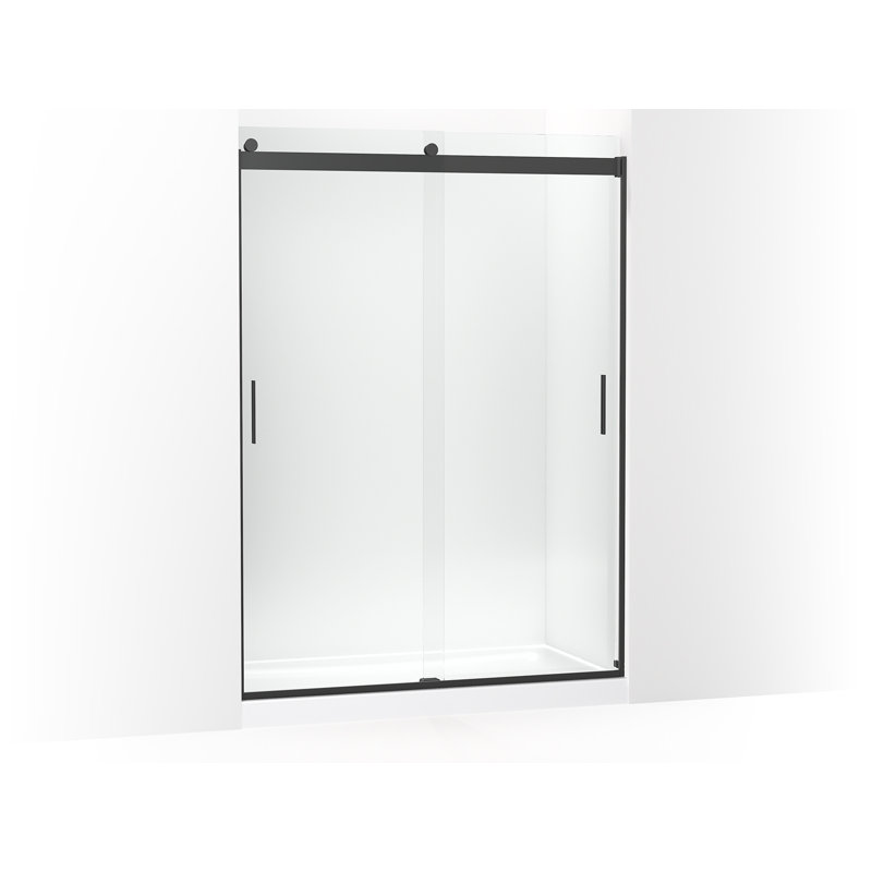 Levity 59.62" W x 82" H Double Sliding Shower Door with Blade Handles with CleanCoat® Technology, Matte Black