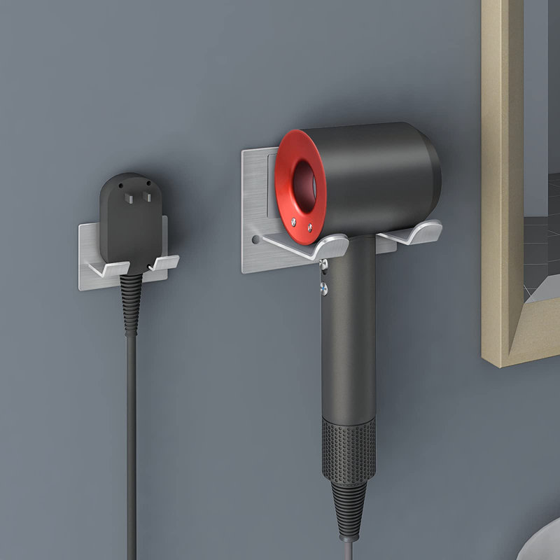 Support de séchoir à cheveux auto-adhésif fixé au mur - Support de séchoir à cheveux adhésif pour salle de bain compatible avec les sèche-cheveux Supersonic
