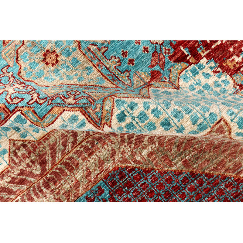 Tapis rouge / bleu / brun tissé à la main de haute qualité Aryana