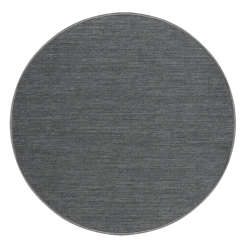 Tapis gris uni lavable à la machine, Rond 4 pi
