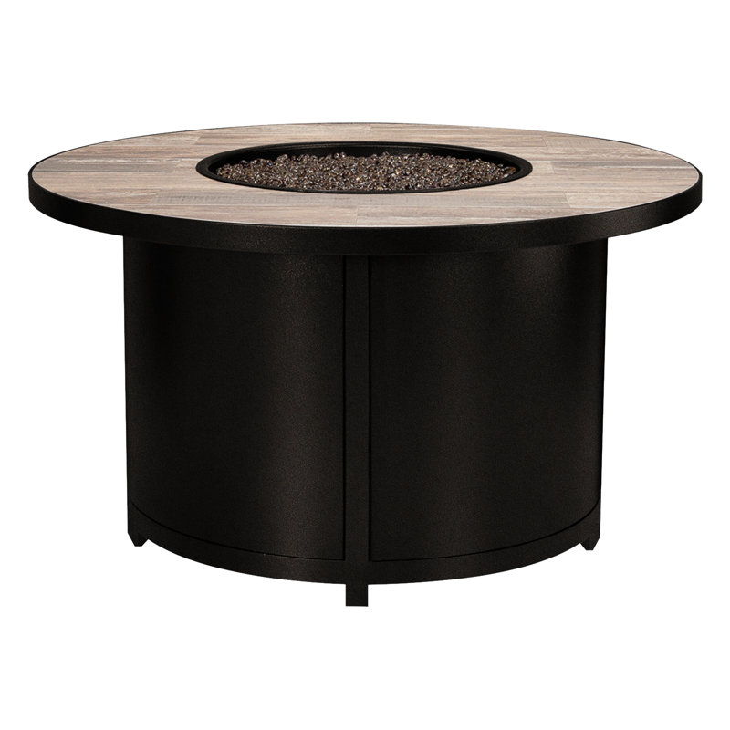 Capri Iron Outdoor Fire Pit Table, 24" H x 42" W x 42" D, Venice Beach, Carbon Black