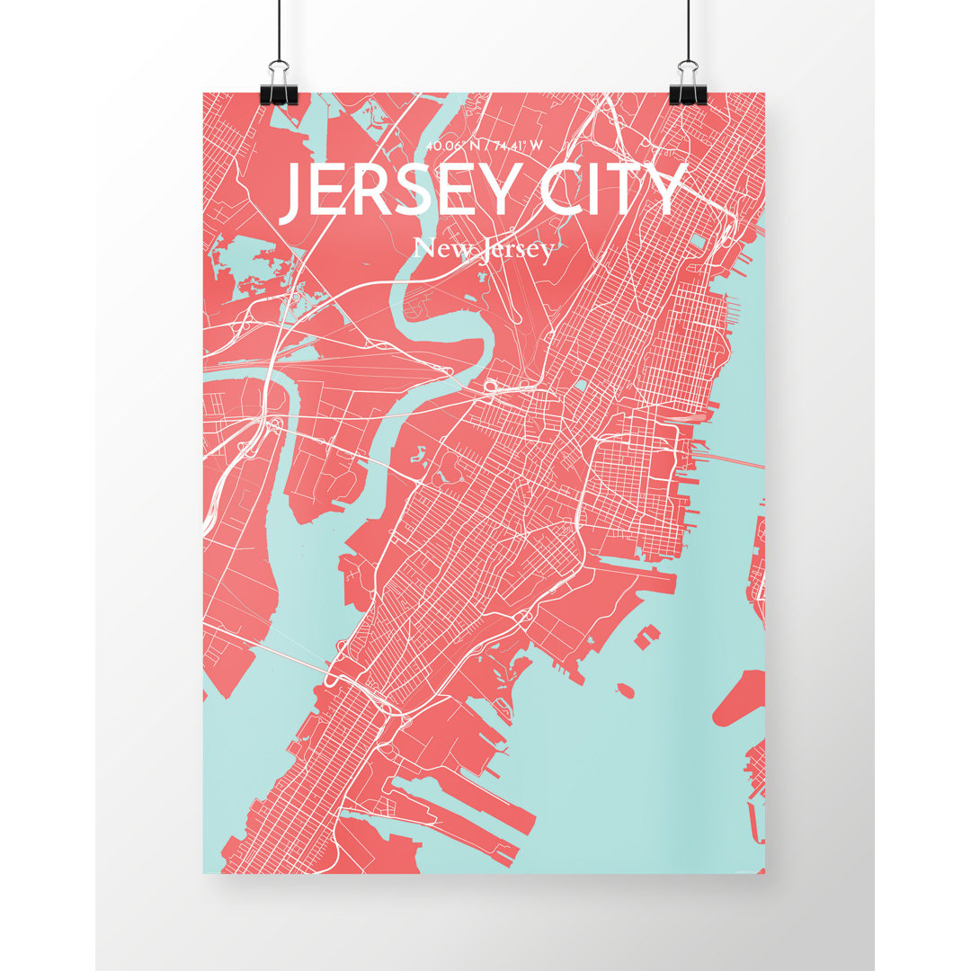 Jersey City City Map - No Frame Print