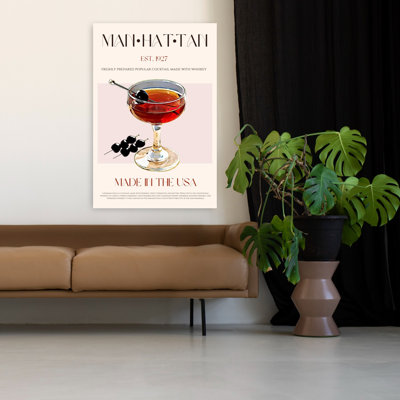 Vintage Manhattan Cocktail by Nazma Khokhar - Wrapped Canvas Print