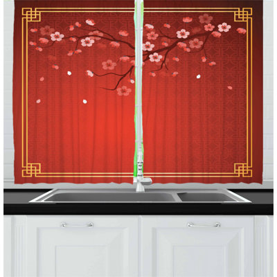Floral Tailored Kitchen Curtain