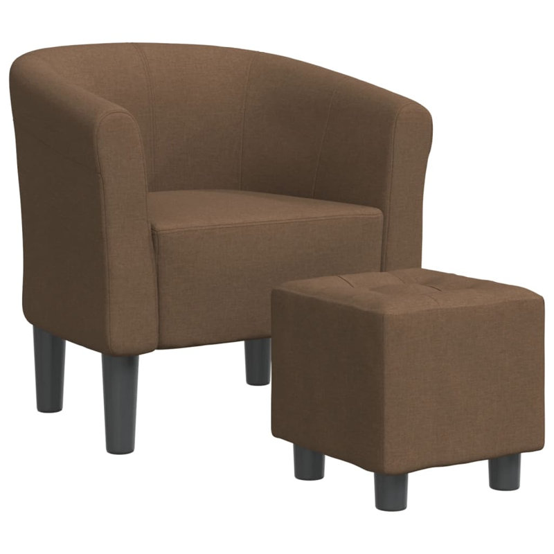 Danalyn Upholstered Barrel Chair with Ottoman, Brown Fabric