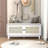 Trexm Boho Rattan Entryway Bench With Storage, Cushioned Shoe Bench With Double Doors, Wooden Shoe Organizer Bench For Entryway And Hallway (White)-371117882