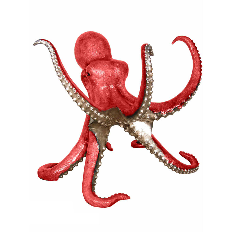 Bronze Octopus Table Base Sculpture, Coral