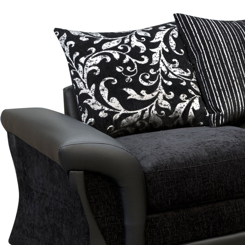 Bracamonte 4 Seater Corner Sofa , Black/Black, Right facing